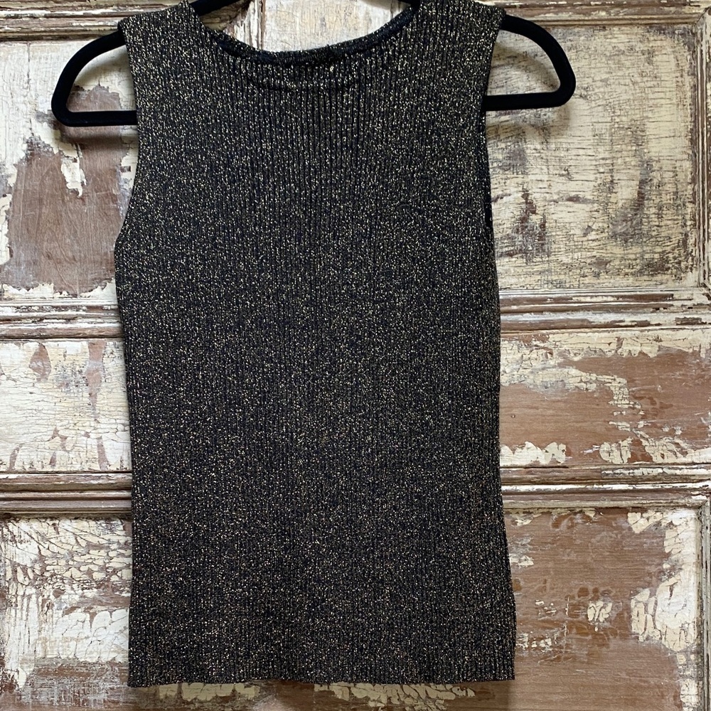 Black and Gold Vintage Tank Top, Size M